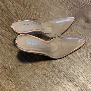 Clear heels backless mules